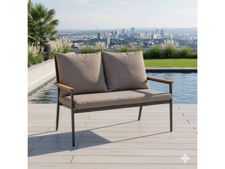 Siena Garden Liguria Diningsofa Aluminium/Gardino-Geflecht/Polyester Dunkelgrau Taupe