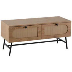 KADIMA DESIGN Lowboard 100x45x40 cm TV-Kommode mit Eiche-Dekor & Rattan, Design TV-Schrank Hoch mit Schubladen, Fernsehtisch Fernsehschrank, Fernsehkommode
