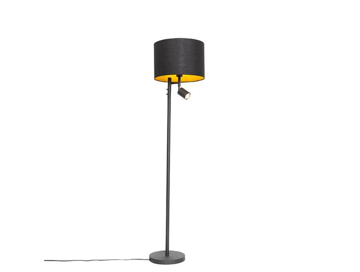 Lampadaire noir avec intérieur doré et liseuse - Jelena