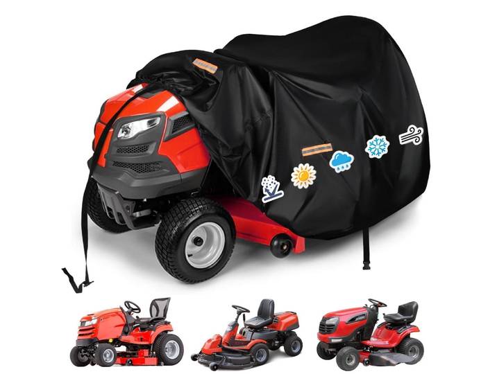 Abdeckplane Rasentraktor Wasserdicht 420D Polyester Oxford L183 x B137 x H117cm Reflektierend Winddicht