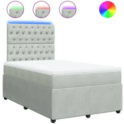 vidaXL Boxspringbett mit Matratze Hellgrau 120x190 cm Samt