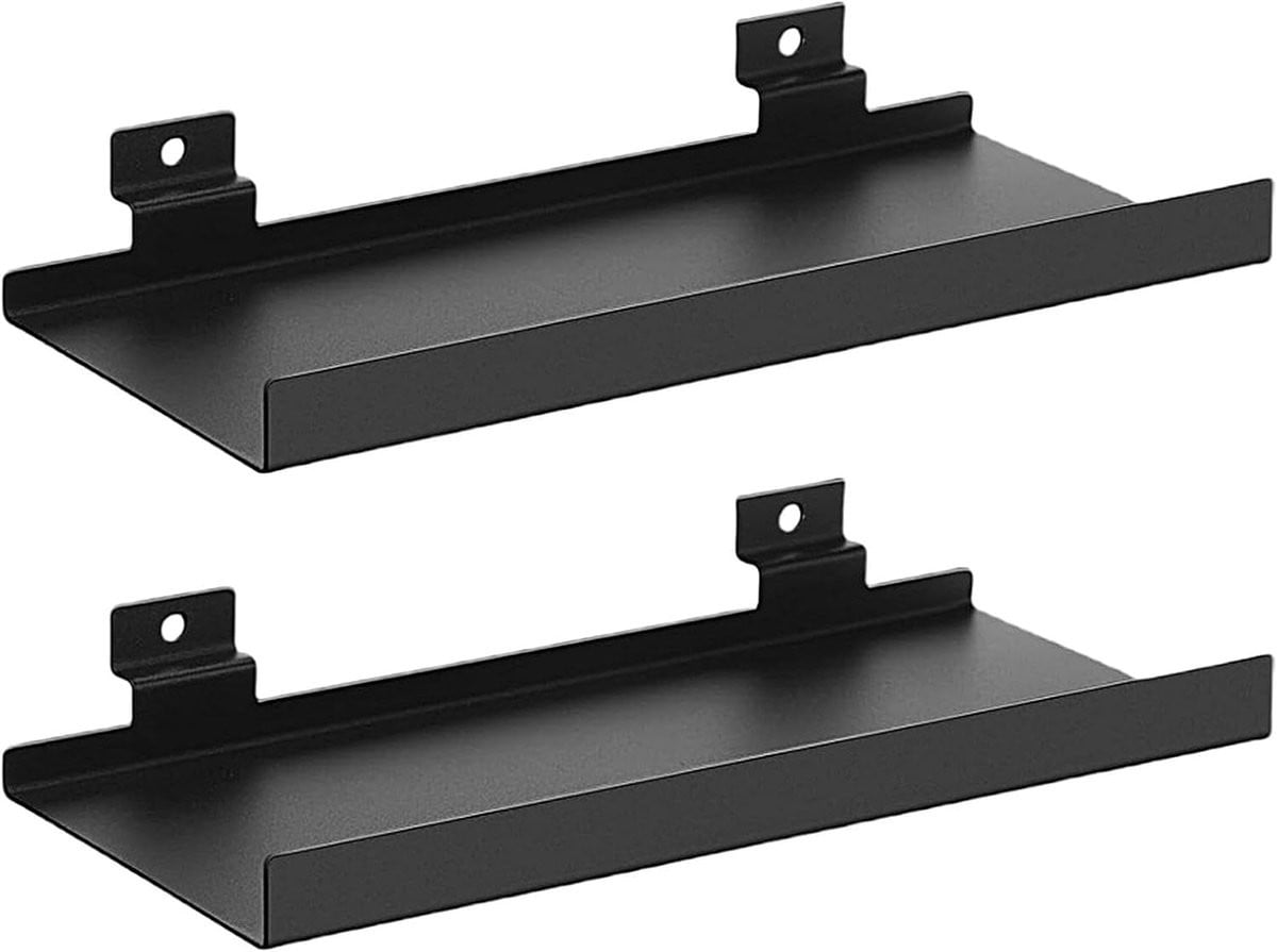Zwarte metalen planken voor display accessoires, 25 x 11 cm