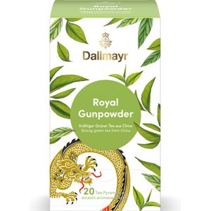 Dallmayr Tee Royal Gunpowder, Grüner Tee aus China, 50 g, 20 Pyramidenbeutel
