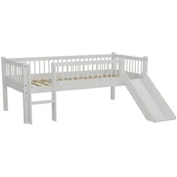 SPIELBETT 90x200 Keeley Buche Weiß mit Rutsche Leiter