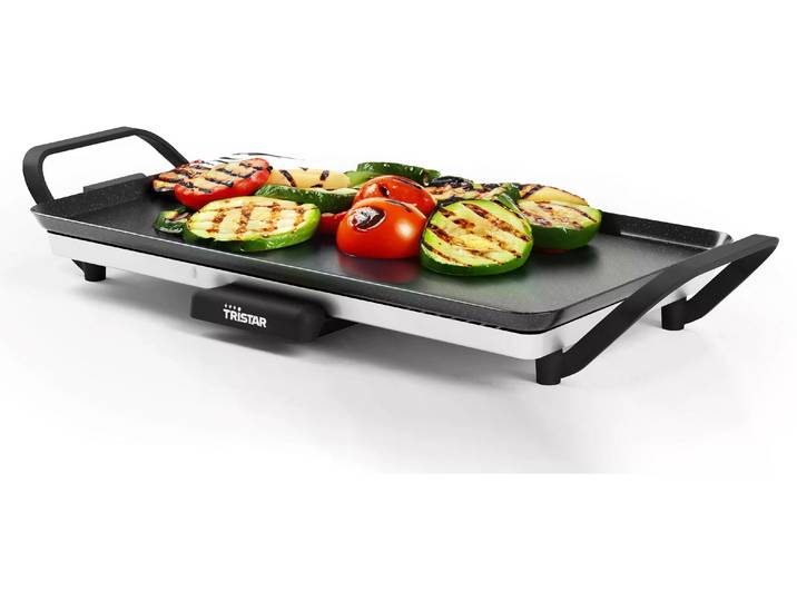 Tischgrill TRISTAR Slim S BP-2667 2000 W , schwarz (schwarz, silberfarben), B:26cm H:8,5cm T:26cm, Kontaktgrill_Standgrill_Tischgrill_Teppanyakigrill, Tischgrill