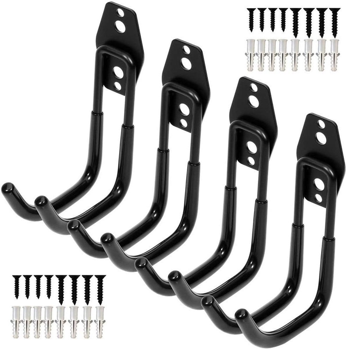 Garage Opslag Haken - Gereedschap Organizer - 4 Stuks - Zwart