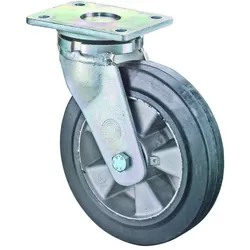 BS Rollen, Möbelrollen, Lenkrolle 125mm RR100.B80 Platte,Elastik schw.,KL RR100.B80.125