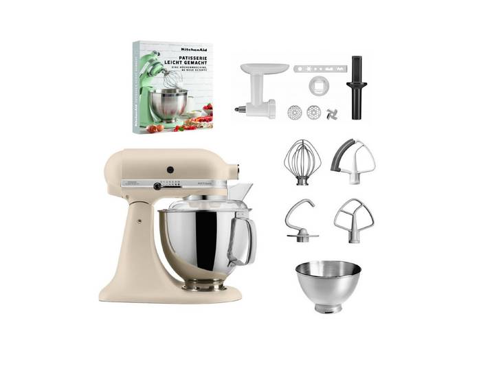 KitchenAid Küchenmaschine KitchenAid 4,8l 5KSM175 Artisan Fleischwolf, Spritzgebäckvorsatz, Buch