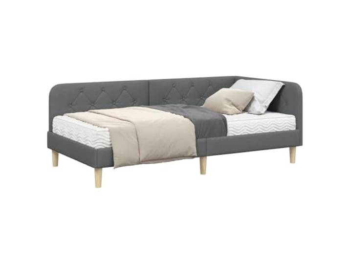 KTHLBRH Eckbett, dunkelgrau, 90 x 190 cm, Stoff Fester Lattenrost, Schaumstoffmatratze inklusive, platzsparendes L-Design, strapazierfähiges Polyester