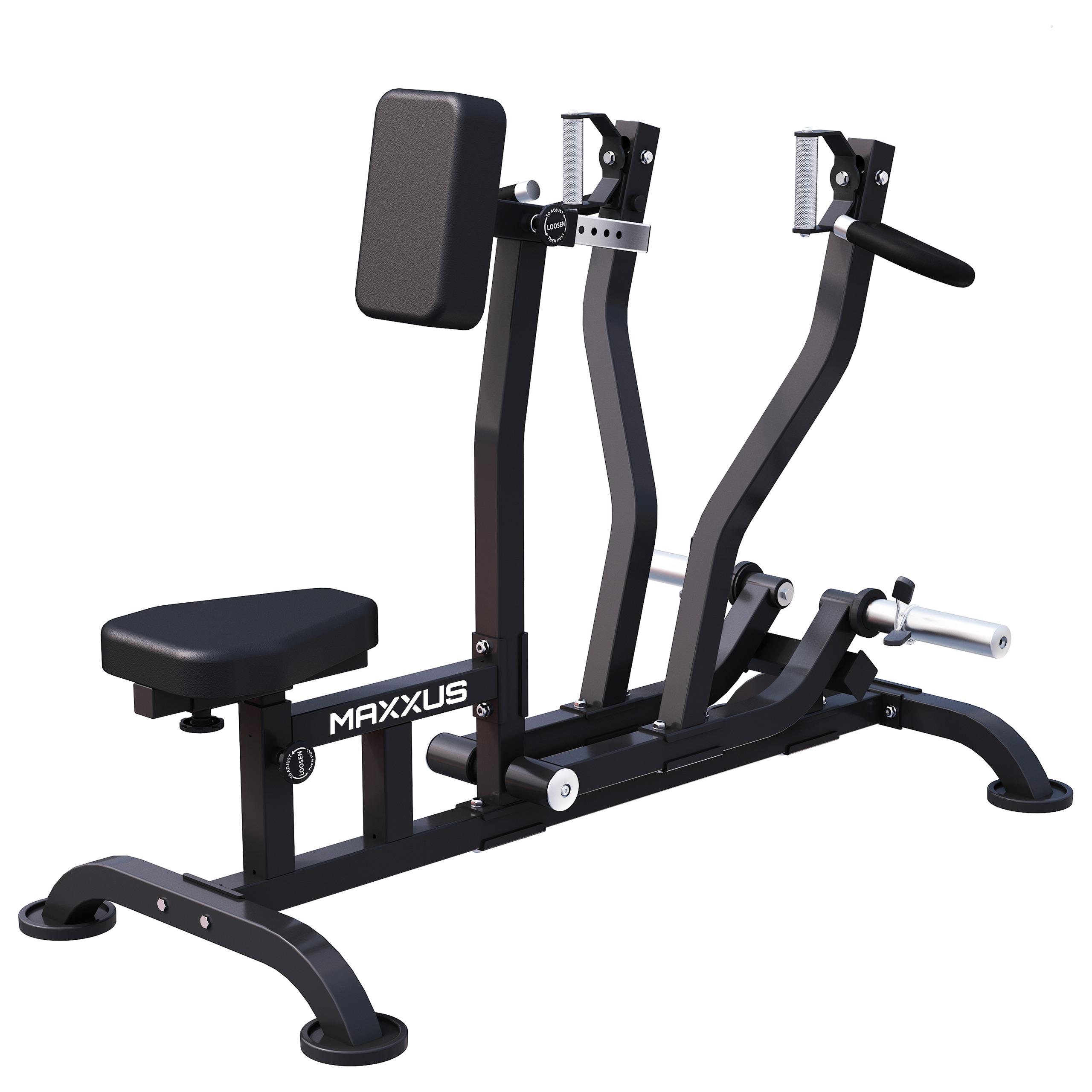 MAXXUS Rudermaschine - Verstellbar, für 30/31 und 50/51mm Hantelscheiben, bis 200kg, Rutschfest - Rückentrainer, Rudergerät für Zuhause, Krafttraining