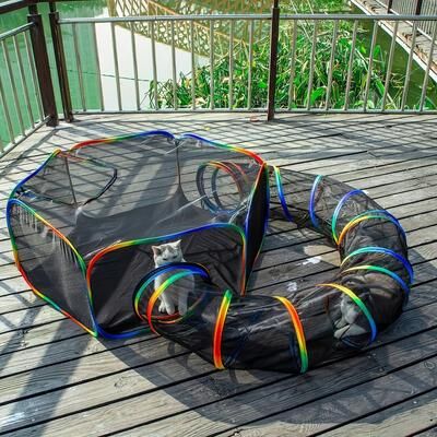 Uplift Essentials Portable Outdoor Cat Enclosure And Tunnel Playground Portable Outdoor Cat Enclosure And Tunnel Playground