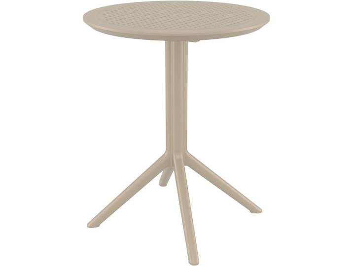 CLP Gartentisch rund Kunststoff taupe, Taupe, Rund, 60x74x60 cm, Gartenmöbel, Gartentische, Gartentische