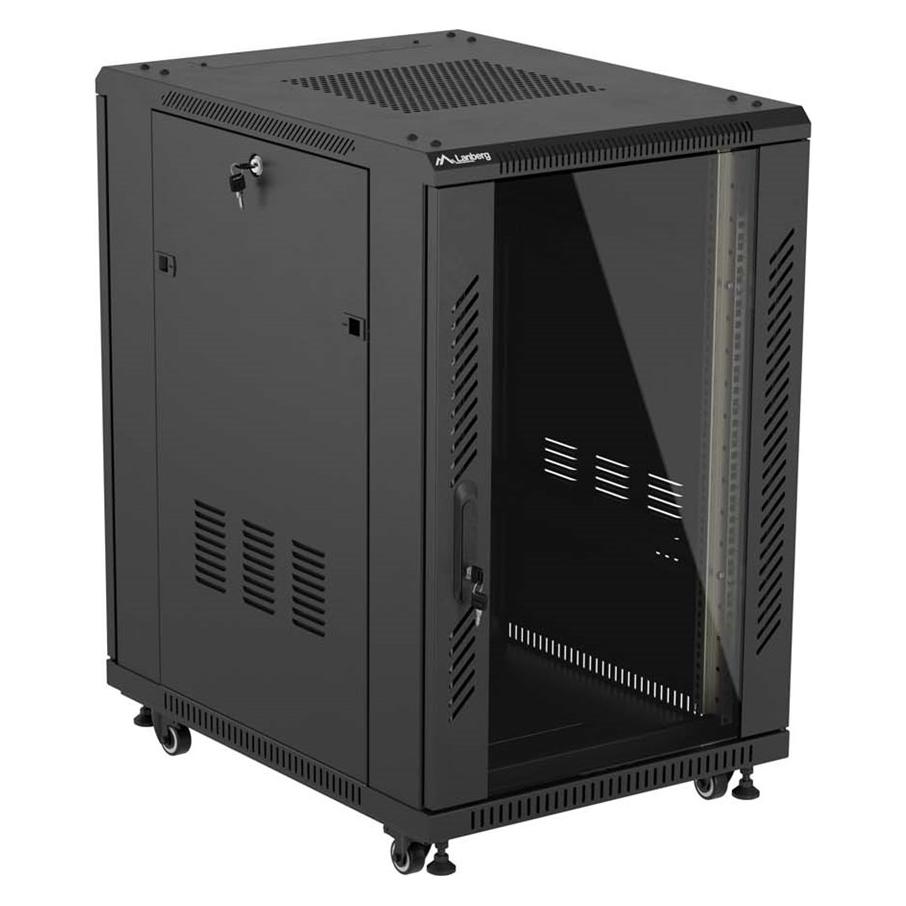 Lanberg SZAFA INSTALACYJNA RACK STOJĄCA 19" 18U 600X800 CZARNA DRZWI PRZESZKLONE (FLAT PACK) (18 HE, 19 Zoll Rack) (FF01-6818-12B)