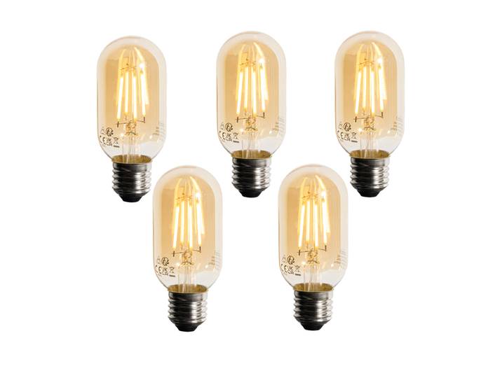 Lot de 5 ampoules LED E27 dimmables dorées T45 4W 300 lm 2200K