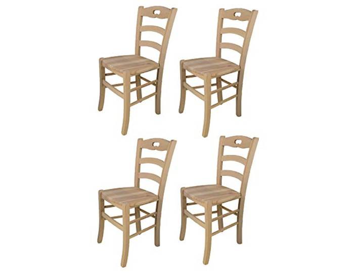 t m c s Tommychairs - 4er Set Stühle Savoie für Küche und Esszimmer, robuste Struktur aus poliertem Buchenholz, unbehandelt und 100% natürlich, Sitzfläche aus poliertem Holz
