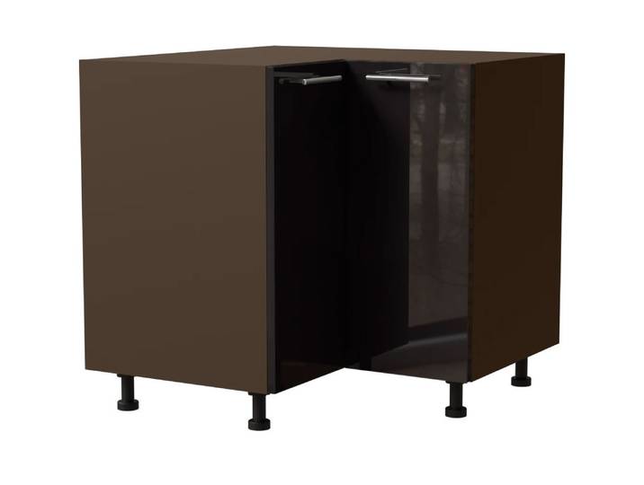 Feldmann-Wohnen Eckschrank Essen (D12/90, 2 Türen, 1-St., moderne Optik, Acrylfronten mit Glaseffekt) 90x90x82cm lava - schwarz Hochglanz (ES-D12/90)