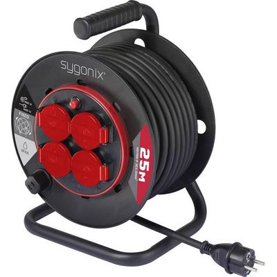Sygonix SY-10236135 Kabeltrommel 25m Schwarz Schutzkontakt-Stecker