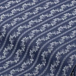 Baumwoll-Trachtenstoff "Blumenranke", blau