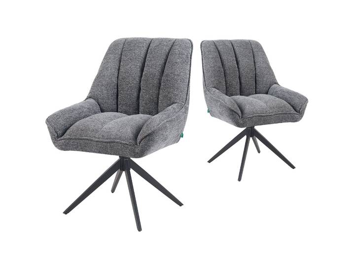 Esszimmerstuhl Mika-Zoe 2er-Set 360° drehbar Metall pulverbeschichtet Matt-Schwarz