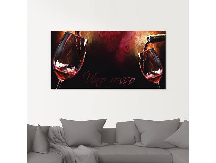 Glasbild ARTLAND Wein - Rotwein , rot (farbe bild(er): rot), B:60cm H:80cm, Bilder, Glasbild, in verschiedenen Grössen