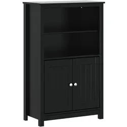 vidaXL Badschrank BERG Schwarz 69,5x34x110 cm Massivholz Kiefer