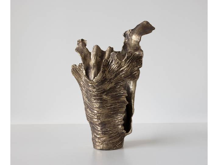 Vase Corallo B43 x T24 x H61 cm Aluminium Oro Antico Handgemacht, Wohnaccessoires