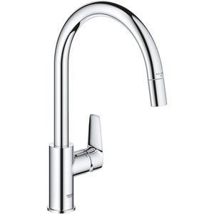 GROHE Küchenarmatur StartEdge 30550000, chrom, Hochdruck, 360° schwenkbar, ausziehbarer Auslauf
