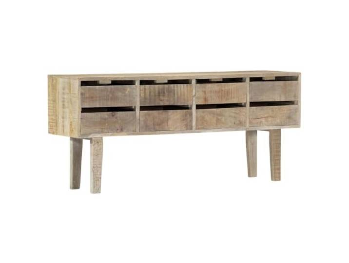 HEFZGDB Rustikales Mangoholz Sideboard mit 8 Schubladen, Schubladenschrank für Wohnzimmer aus massivem Mangoholz, Sideboard aus massivem 140x30x60 cm, Massivholz mit Schubladen
