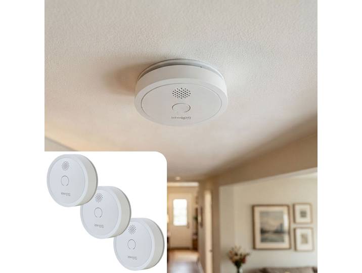 3er-Set WLAN Rauchmelder mit App, EN 14604, 85dB, weiss