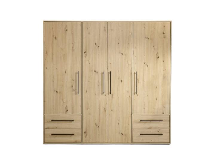 Trendstore Fathie Drehtürenschrank mit 4 Türen und 4 Schubkästen Schlafzimmer, Jugendzimmer, geräumige Fächer, vier Schubkästen, flexible Einlegeböden, Stauraum, durchdachte Aufteilung Modern, Zeitlos