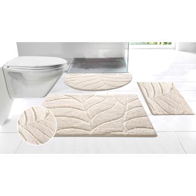 Badematte OTTO HOME "Epense, Badvorleger, Badezimmer Teppich, Duschmatte mit Blattstruktur" Gr. 8, beige (natur), H:10mm, Polyester, Badematten, Badematte, Badteppich, Uni, Blätter, Hoch-Tief, verschiedene Farben und Größen