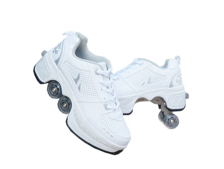 Chaussures à roulettes Parkour unisexes pour enfants, patins à roulettes, patinage, course à pied, 4 roues, déformation