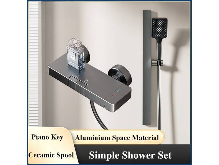 Ensemble de douche de salle de bains pressurisé gris, ensemble de robinets de douche de salle de bains muraux, système de douche à sortie d'eau à deux voies