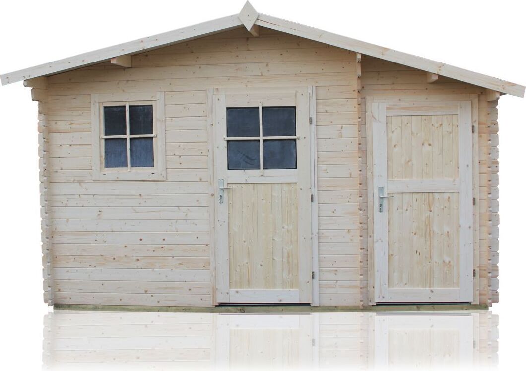 Gartenhaus 4,14 x 4,4 Meter (inkl. Dach) | Naturbelassen | Satteldach | 28 mm Blockbohlen