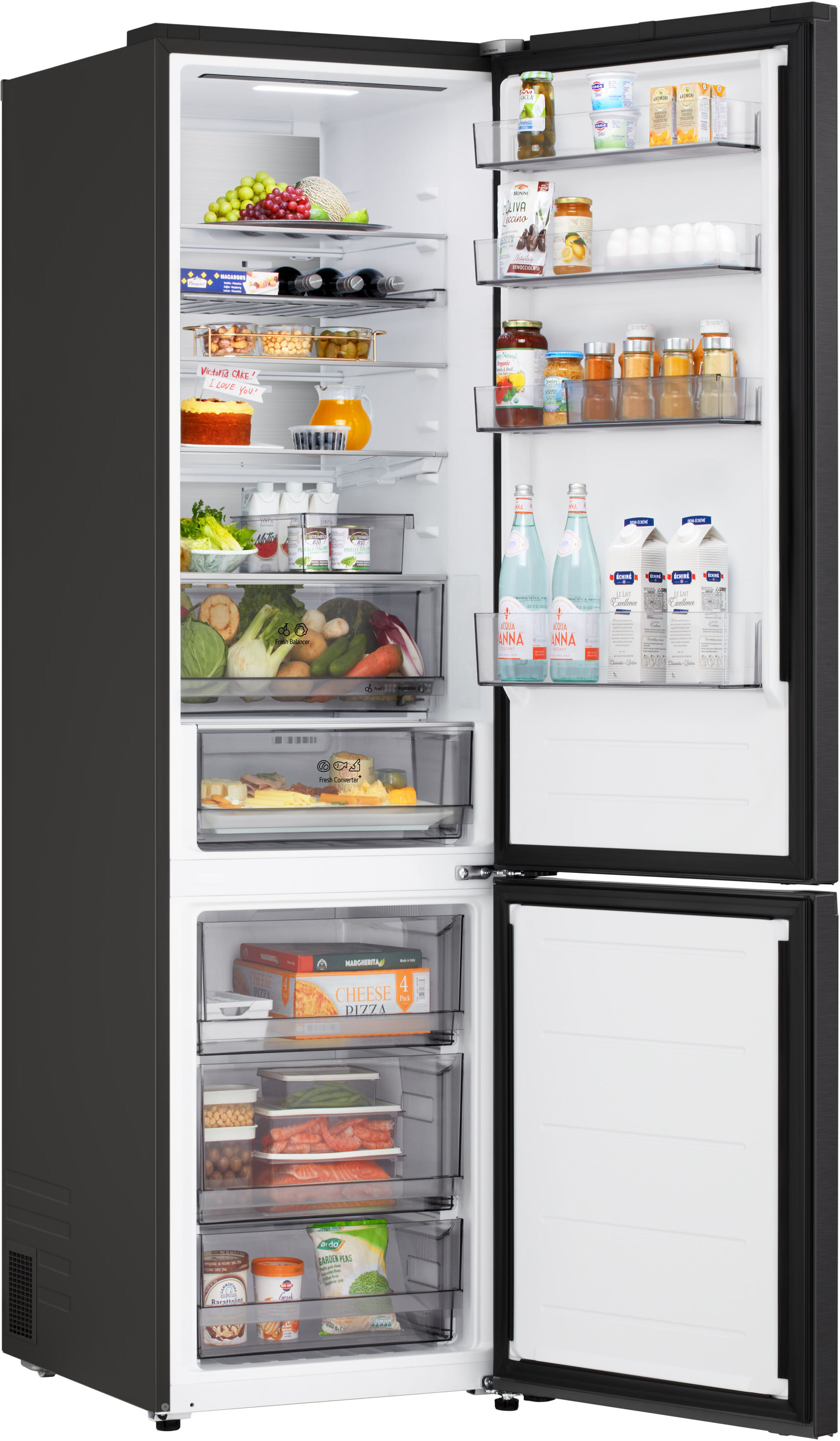 LG Kühl-/Gefrierkombination, Energieeffizienz: C, schwarz (essence schwarz steel), Rechtsanschlag, wechselbar, Kühlschränke, Total No Frost, ThinQ mit AI Fresh & Saving Mode, Kühl-/Gefrierkombination, Topseller
