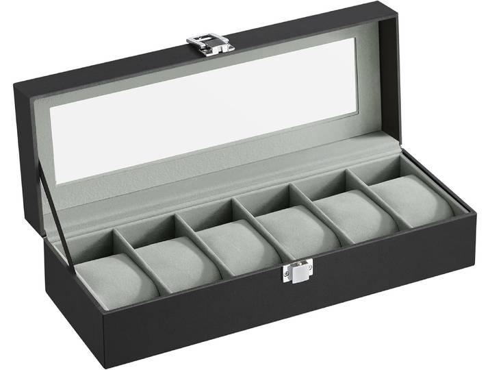 Uhren Aufbewahrung Box für 6 Uhren Schwarz