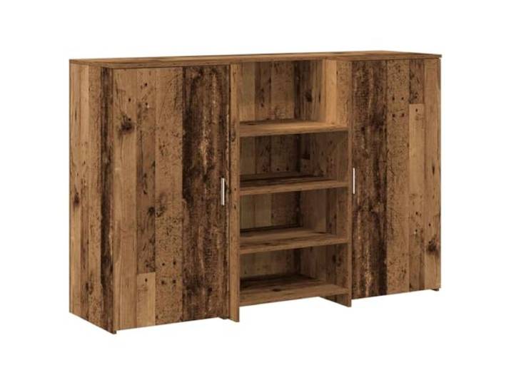 POUFGDR Empfangsschreibtisch, Holz, 155 x 50 x 103,5 cm Stabiles Holz, großer Schrank, integrierte Arbeitsfläche, Wandbefestigung inklusive
