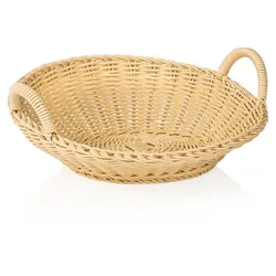 5x Brötchenschütte mit Griff Brotkorb Korb hellbeige Gastro rund ø 36,5 cm, Polypropylen