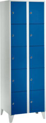 Wertfachschrank 300 mm, 2 Abteile, 10 Fächer, Sicherheitszylinderschloss, Fuß, enzianblau