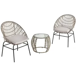 5tlg. Rattan Gartenmöbel-Set Sitzgruppe mit Kissen für Terrasse Balkon - Grau