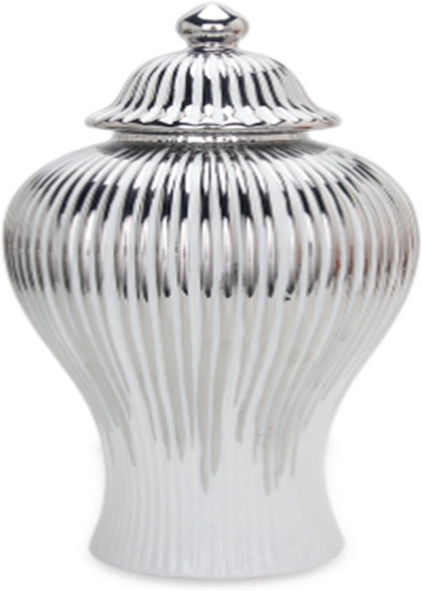 Moderne witte gemberpot vaas met deksel voor decoratieve bloemstukken