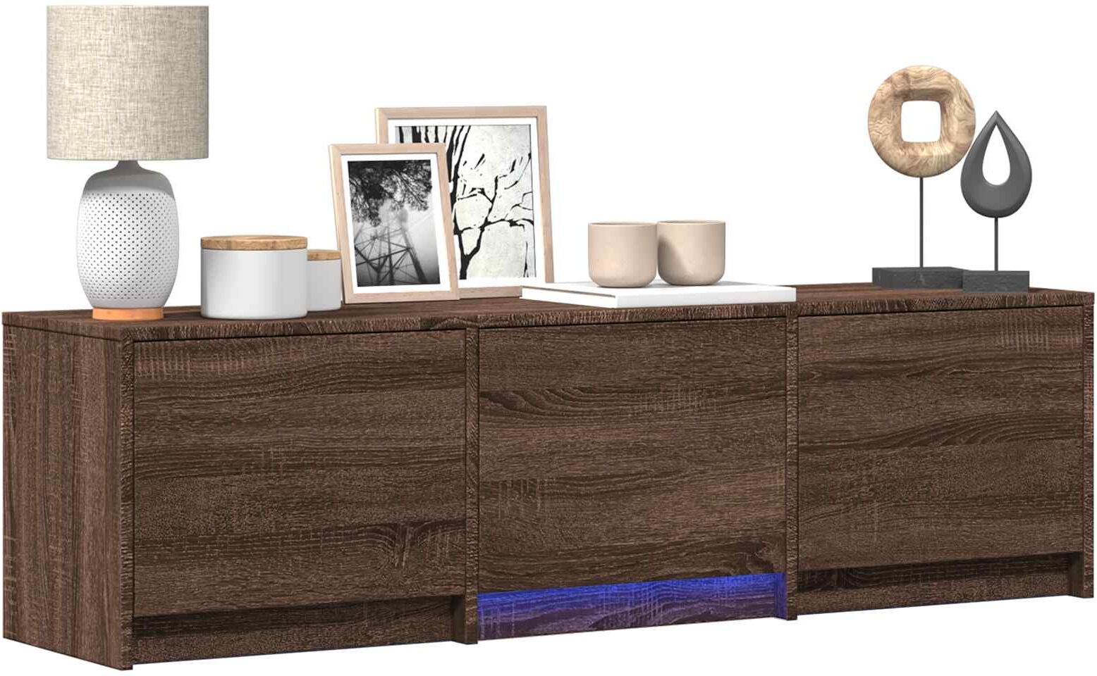 vidaXL TV Cabinet with LED 140 x 34 x 40 cm Chêne brun