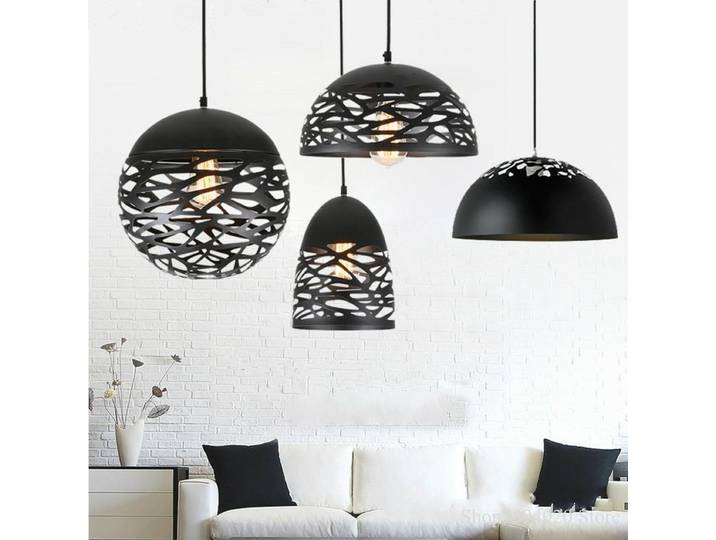 Lampe suspendue industrielle vintage en fer, style nordique, Semi-circulaire, luminaire décoratif d'intérieur, idéal pour un salon