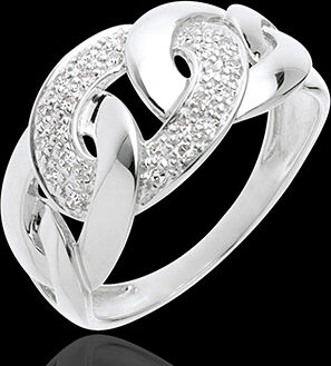 Edenly Ring Kettenglieder in Weissgold - 24 Diamanten