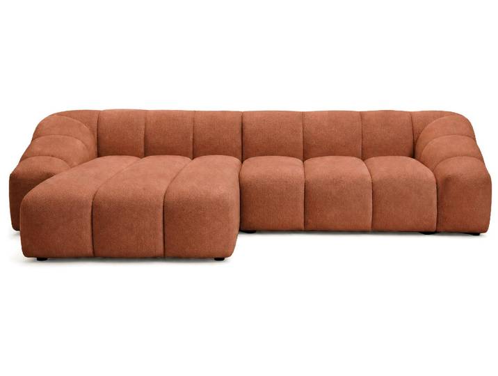 Best Mobilier Ava - Canapé d'angle réversible 4 places en velours texturé \, Terracotta