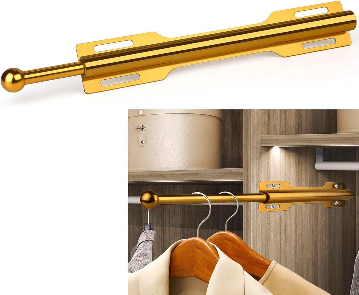 Merkloze Valet Rod voor Closet Pull Out - Ideale ophangrail voor organisatie in de slaapkamer, wasruimte en badkamer