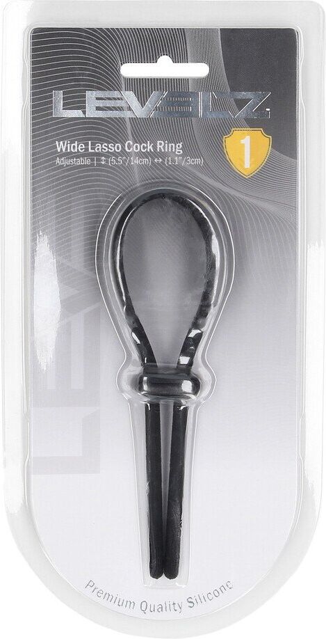 Levelz Lasso Cockring en silicone large et ajustable - 5 mm - Noir