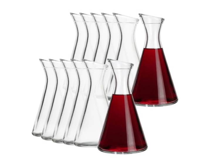 Oberglas Pisa Schräghalskaraffe Wasserkaraffe 200 ml, 12er-Set Kleine Pisa Glaskaraffen, Schräghalskaraffen, Wasser- & Weinkaraffen für Wasser, Limonade und Wein, vielseitig einsetzbar