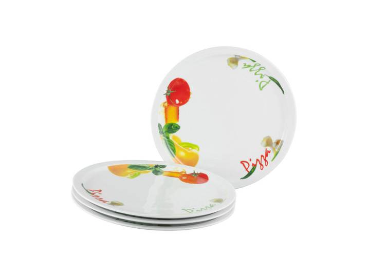 Creatable Pizzatellerset Milano Pizza, Mehrfarbig, Keramik, 4-teilig, rund, lebensmittelecht, stapelbar, Geschirr, Teller, Teller-Sets