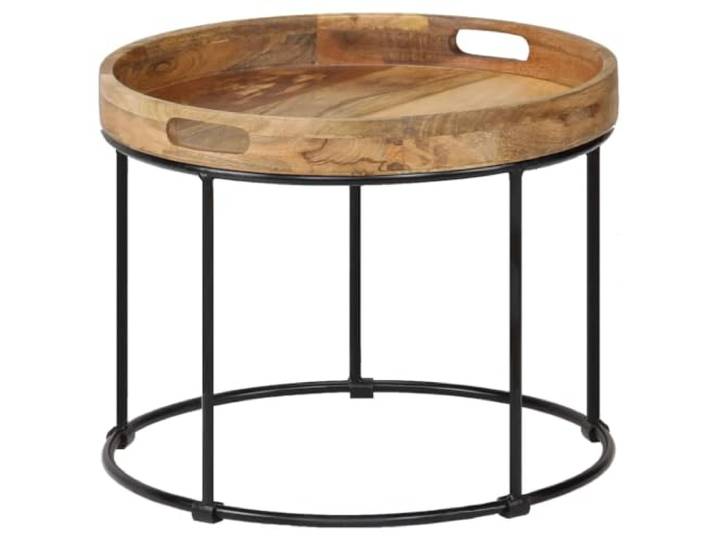 HEFZGDB Couchtisch Massivholz Mango und Stahl 50x40 cm Industrie-Stil Vintage Beistelltisch Handgefertigt Retro